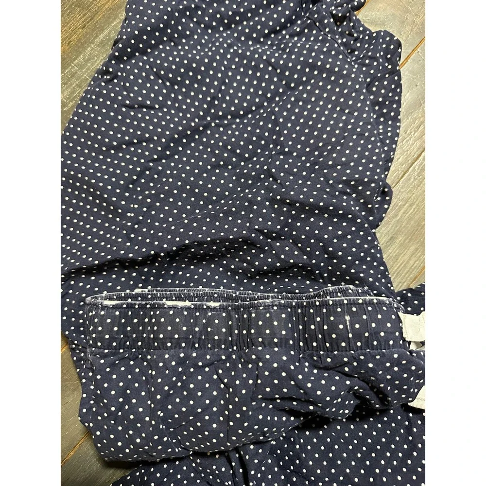Victoria's Secret Pajama Set Navy Blue Polka Dot Button Down Pants Women M